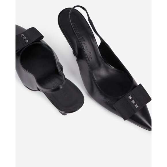 NIB The Kooples Black Leather Slingback Pumps 38 / 7